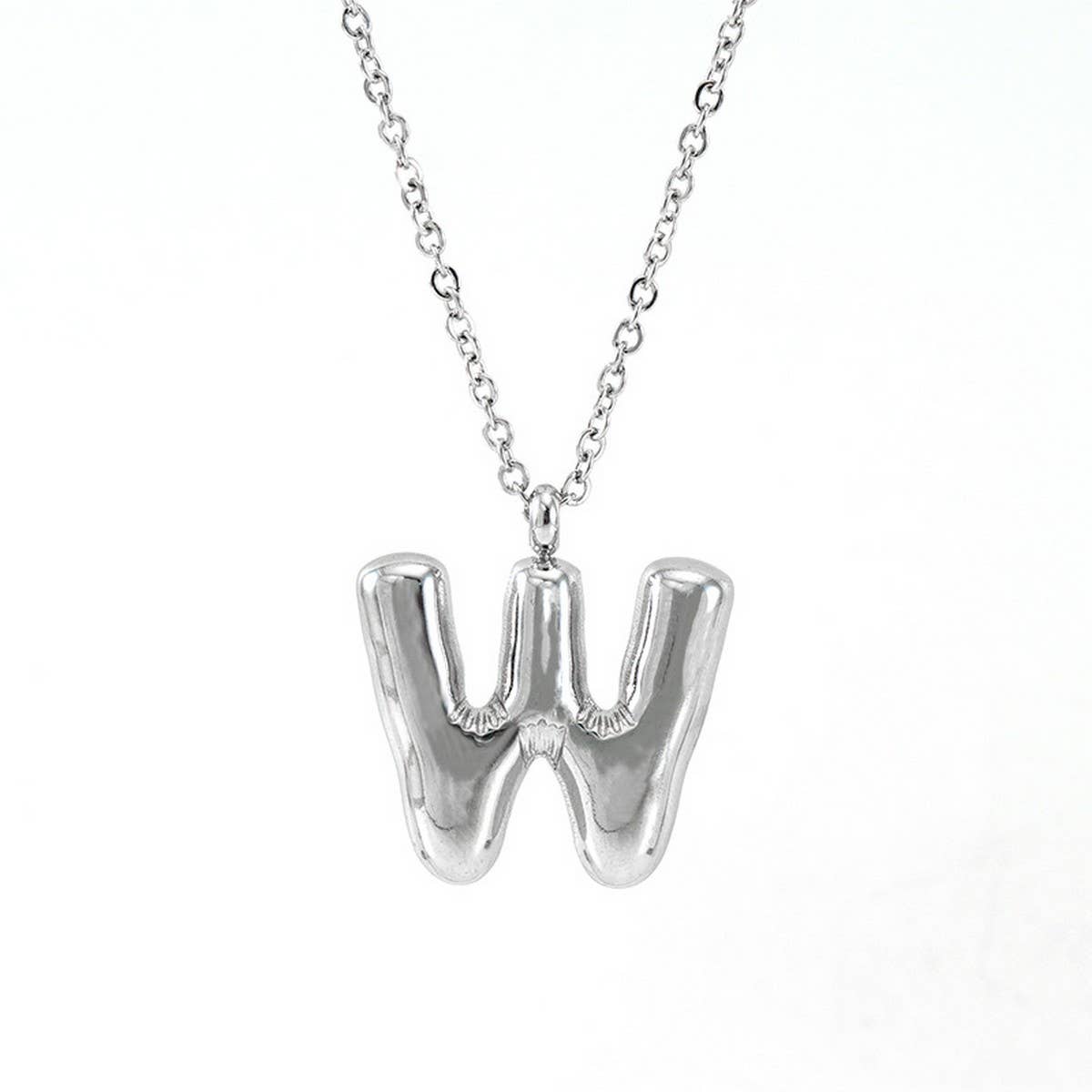 NINEXIS - Wholesale Pendant/Charm Necklace - CWAJE1946_Steel Color Bubble Letter Necklace22