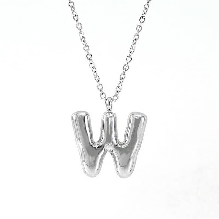NINEXIS - Wholesale Pendant/Charm Necklace - CWAJE1946_Steel Color Bubble Letter Necklace27