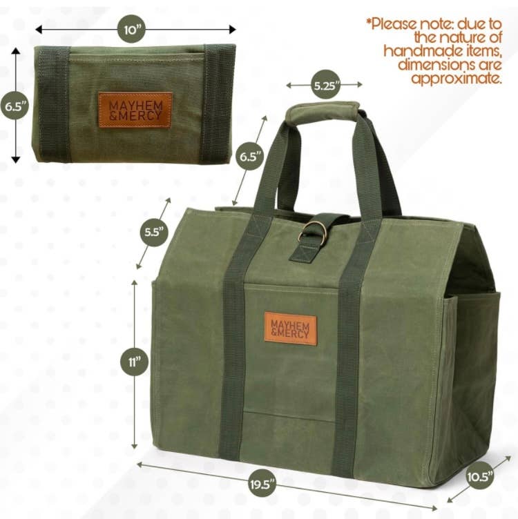 Mayhem & Mercy - Vente Tote bag – unisexe - Sac de transport pour bois de chauffage en toile cirée de qualité supérieure et fourre-tout13