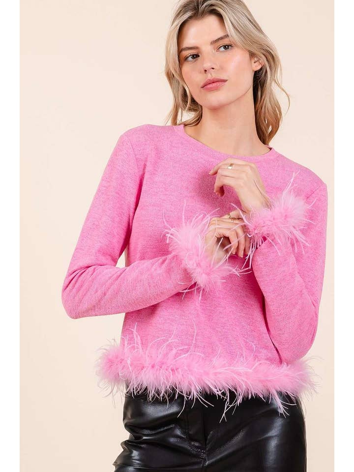 mittoshop - Wholesale Gebreide top - Dames - HACCI GEBREIDE CROPPED TOP MET LANGE MOUWEN EN VERENVERSIERING