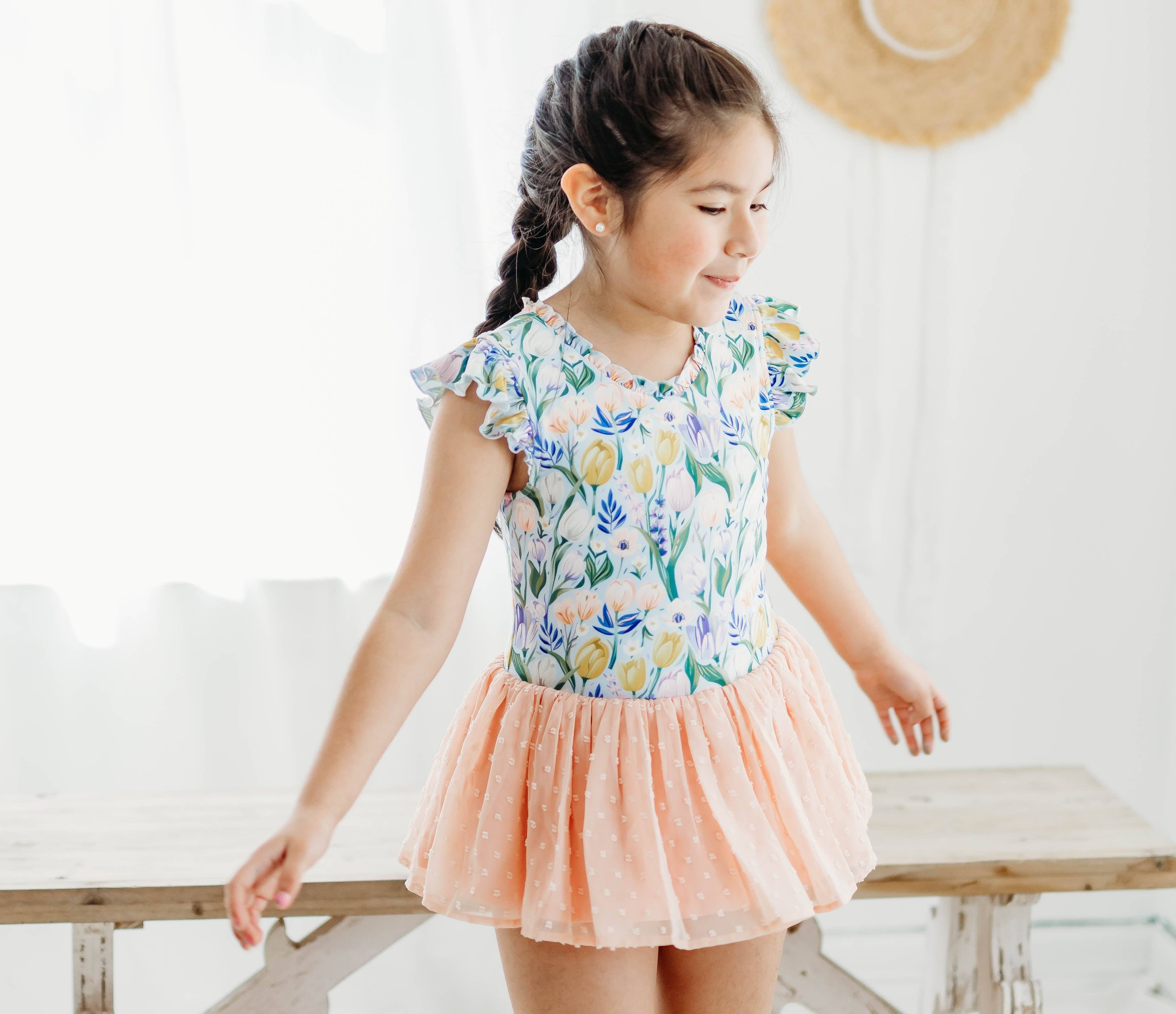 Cheeky Plum – Großhandel Gymnastikanzug – Kinder – Farrah Leotard - Funkelnde Tulpen6