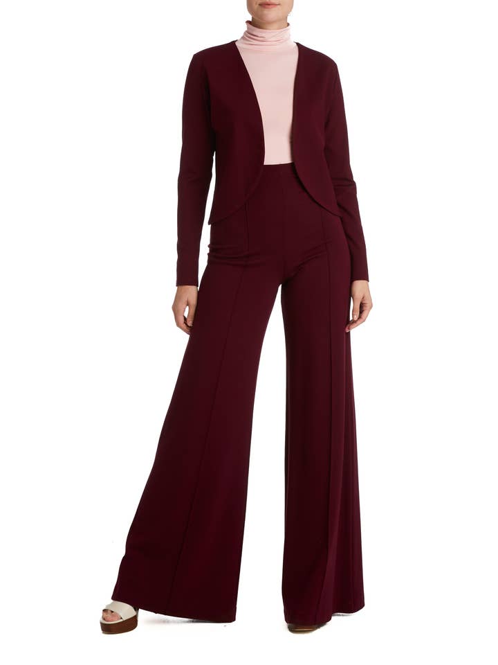 Ripley Rader - Wholesale Blazer - Women's - Burgundy Ponte Knit Blazer1