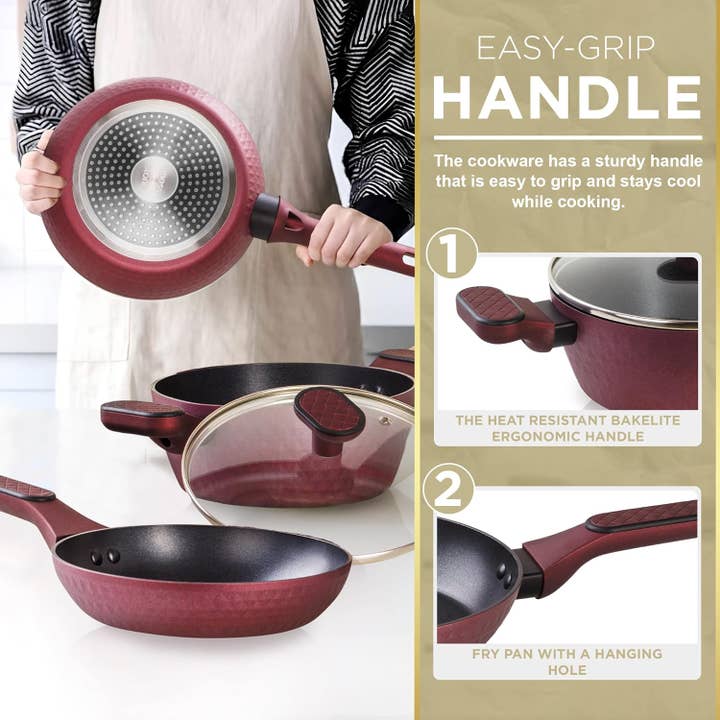 Moss & Stone - Wholesale Cookware set - 4 Piece Nonstick Cookware Set, Small Pots And Pans Set Non stick With Glass Lid, Induction Cookware, Stay Cool Handle, PTFE/PFOA, Kitchen Cookware 4-Piece with Frying Pans Set & Saucepan5