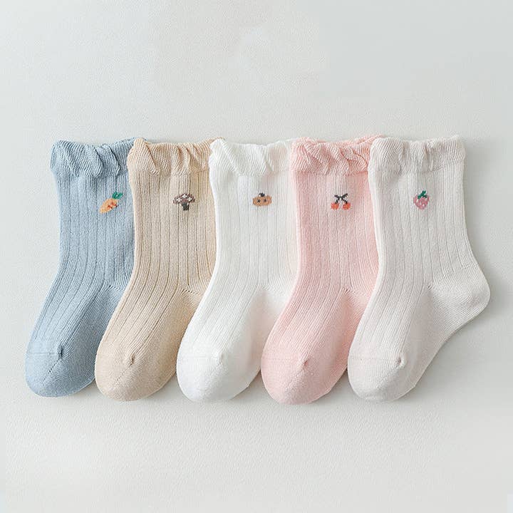 Baby Girls Frilled-Edges Breathable Mid-Calf Socks 2 Pairs for wholesale by MyKids-USA®