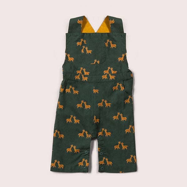 Giraf Dage Økologisk Shortie Dungarees for engroshandel hos Little Green Radicals EU