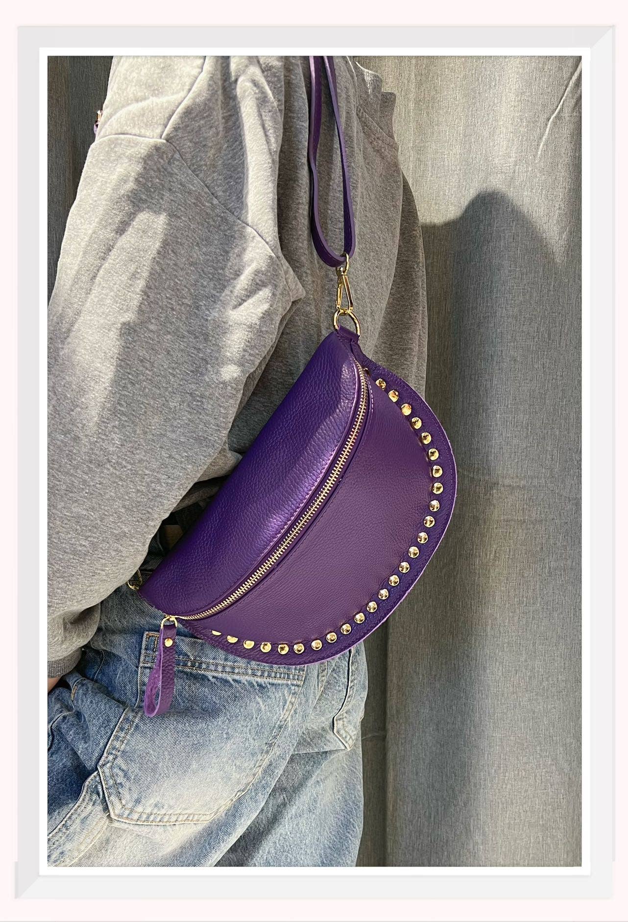 Z et Z - Wholesale Belt Bag - Women's - Studded grained leather fanny pack8