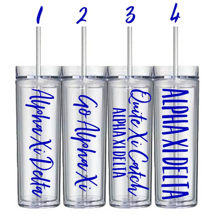 Alpha Xi Delta Sorority Tumbler Cup, Water Bottle for wholesale by Golden Sol Collective