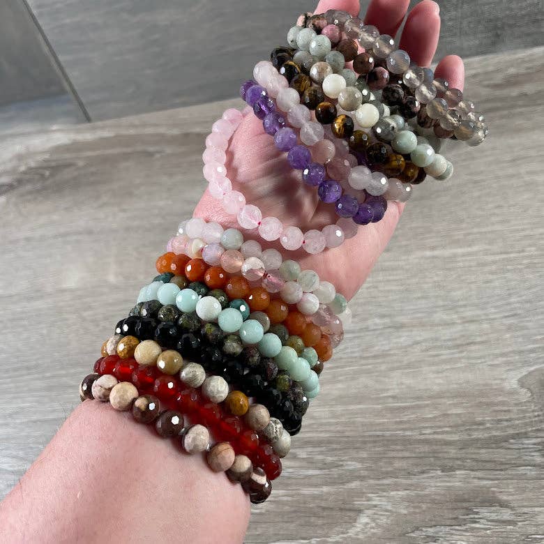 Keystone Crystals - Wholesale Beaded Bracelet - Polyhedral Gemstone Bracelet 8mm  – Assorted Crystals for Retail and Gift Shops11