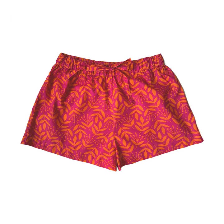 Sleep Shorts: Summer Meadow - Magenta & Orange for wholesale by Lime Tree Design