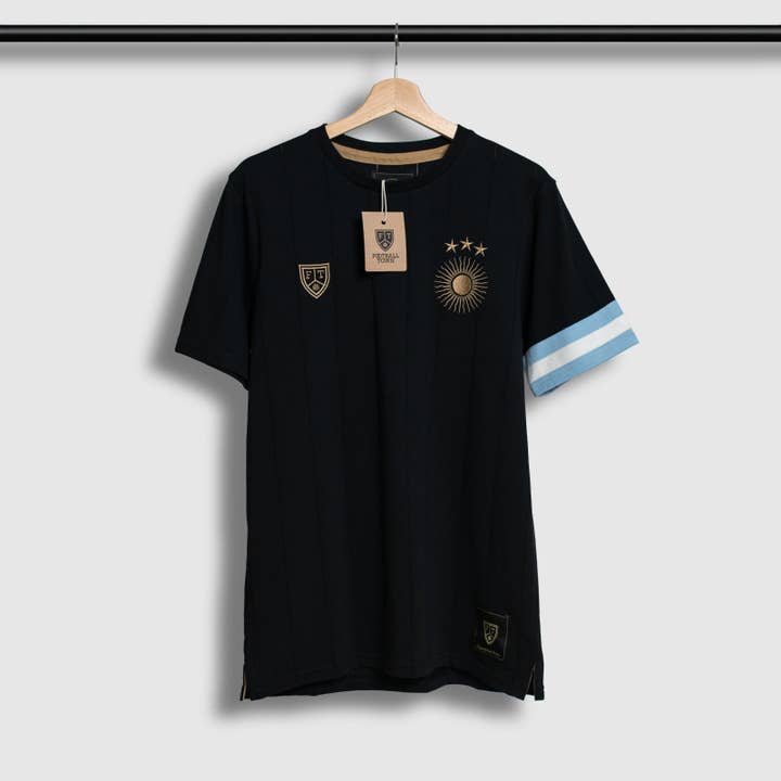 Football Town - Wholesale T-Shirt - Men's - Argentina Sol GOAT Messi Captain Black