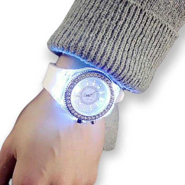 The Bling Barn – Engroshandel Armbåndsur - Dame – Oplysende Jelly Band Ur Blinget Ud