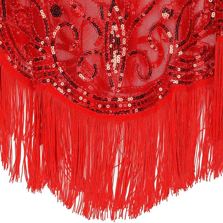 Sensibling Corp. - Wholesale Poncho – Women's - Sequined Beaded Tassel Fringe Cape Poncho
7