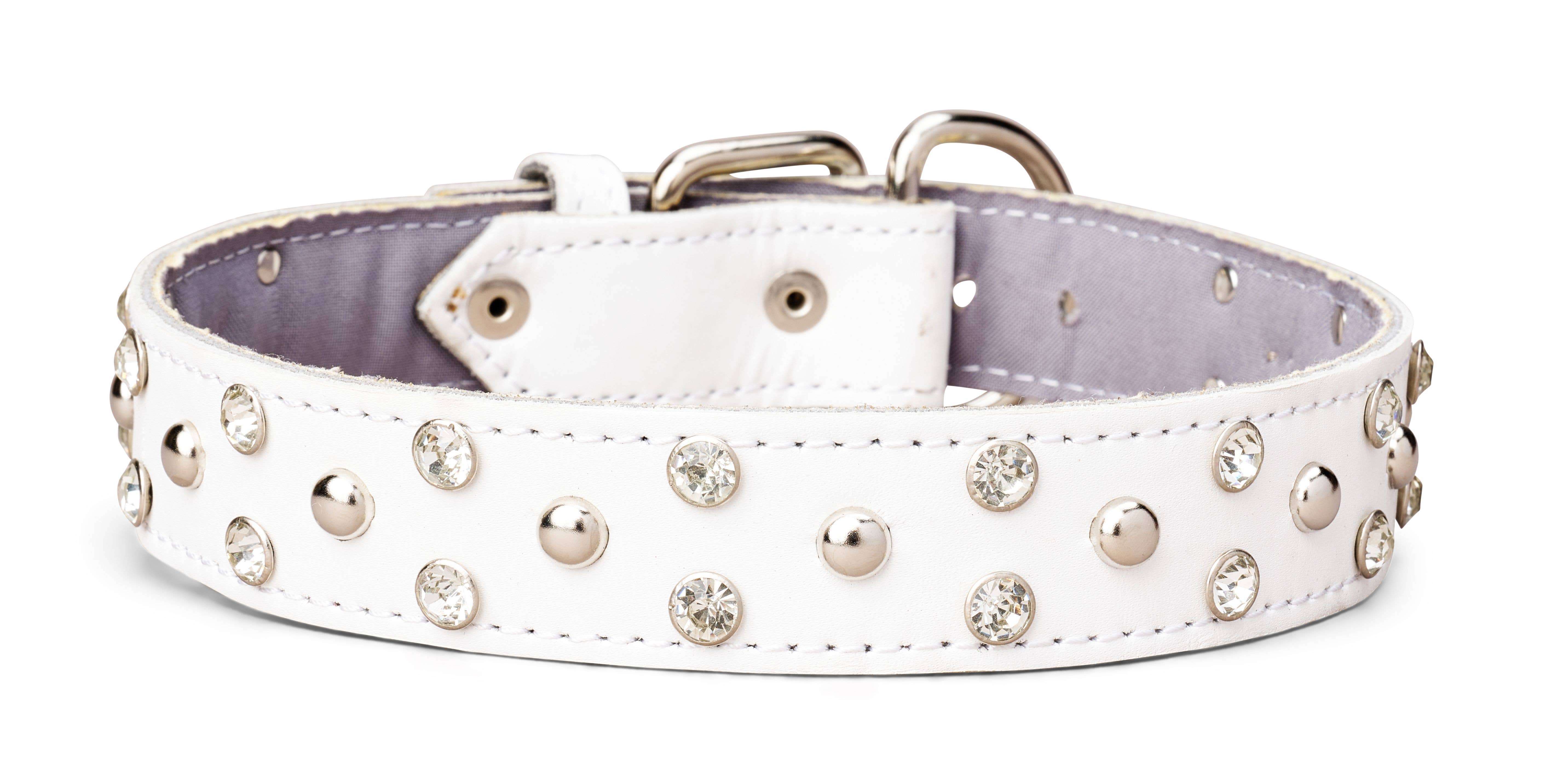 TOP DOG BRAND INC - Venta al por mayor Collar - Perros - Collar de cuero de 1 3/8 pulgadas con diamantes de imitación transparentes y tachuelas6