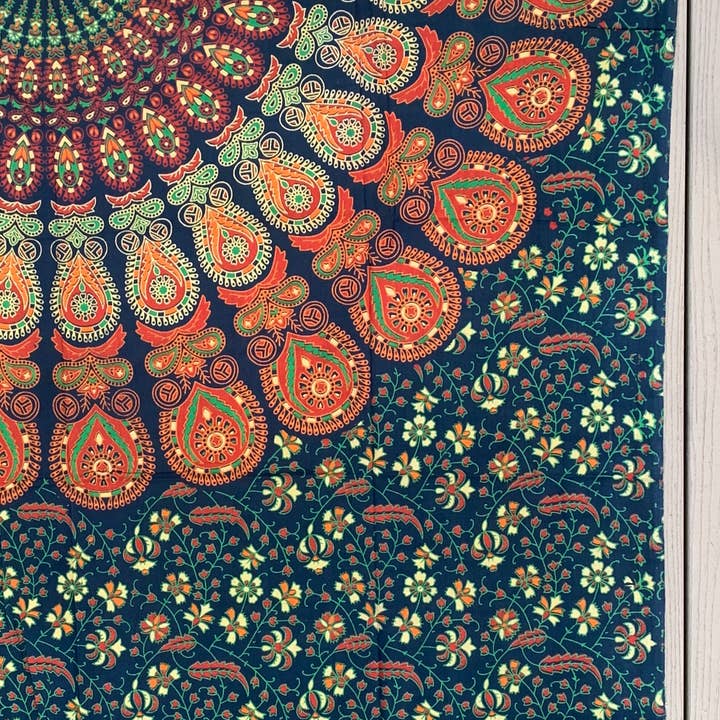 Lungta Imports - Wholesale Tapestry/Textile - Lotus Mandala Tapestry Wall Hanging Decor 80”X50” Green2