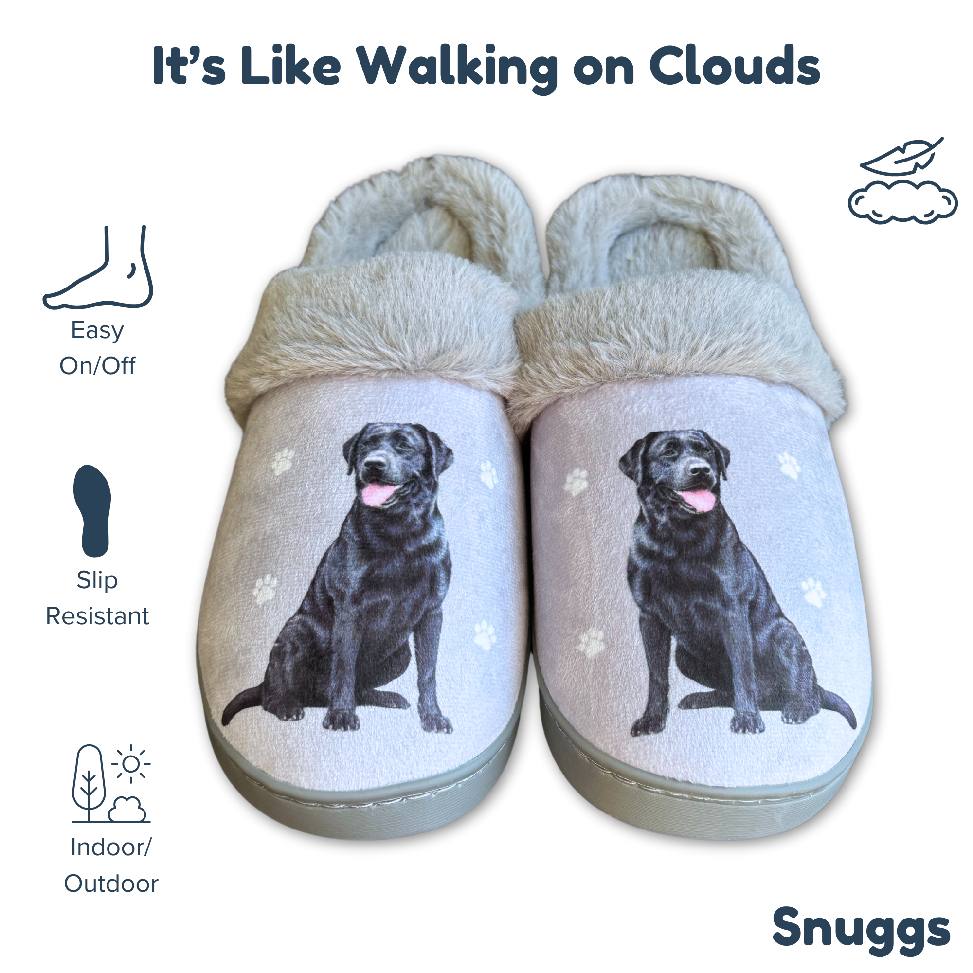 E&S Pets - Wholesale Slippers - Unisex - Labrador , Black Snuggs Slipper - Comfy - Pet lovers1