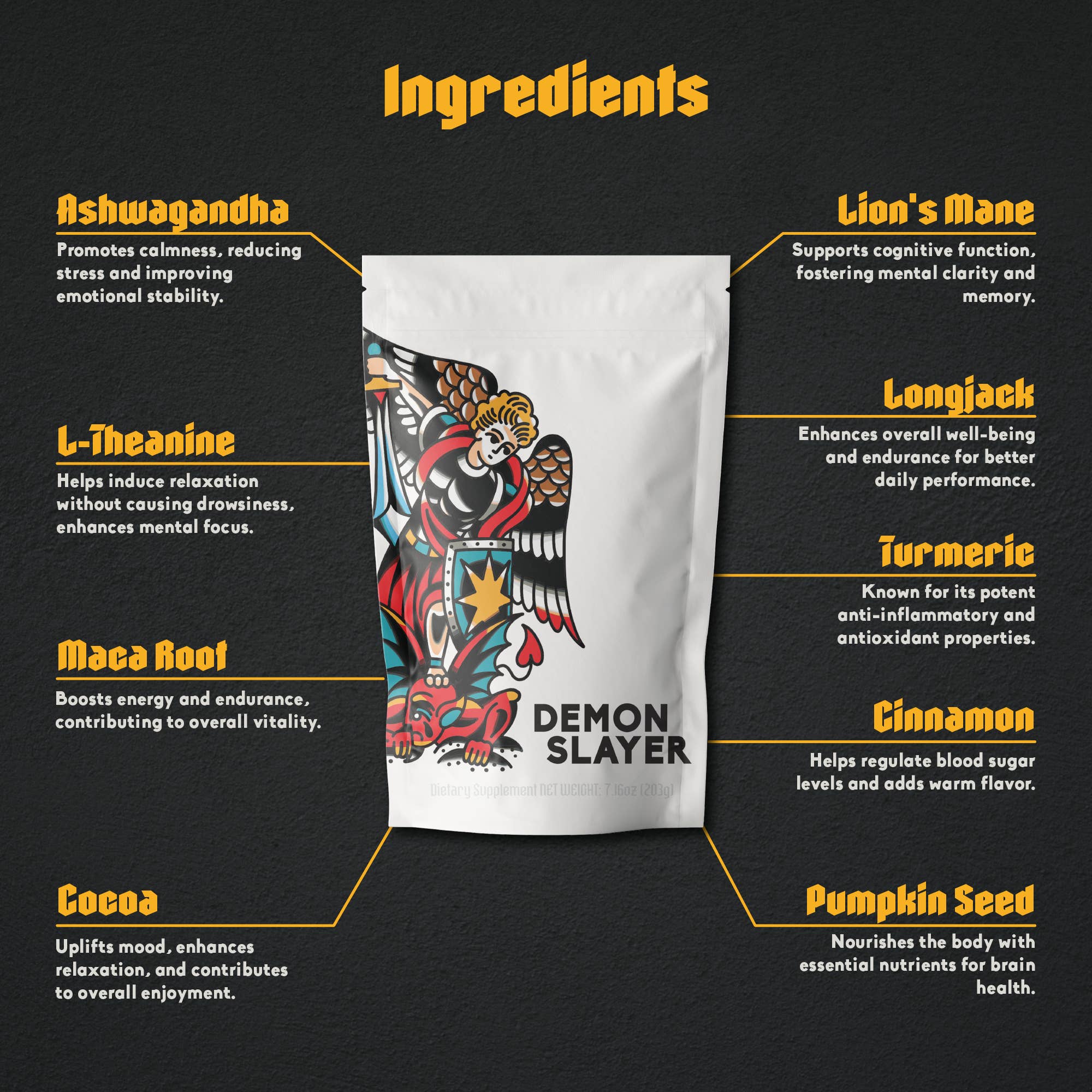 Demon Slayer - Wholesale Protein/Superfood Powder - Maca + Mushroom Coffee Alternative | Ashwagandha | L-Theanin