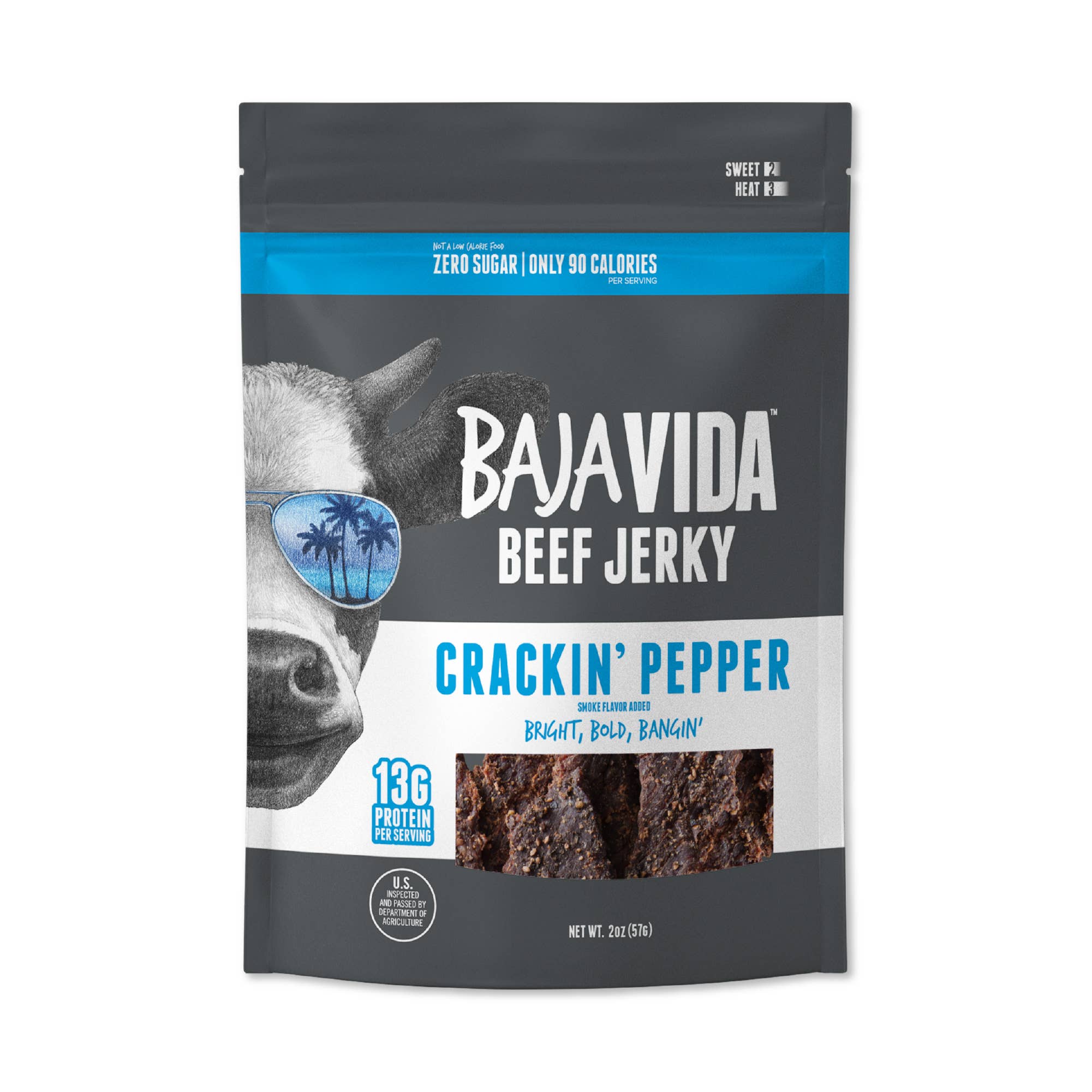 Baja Vida Snacks - Vente Viande séchée - Baja Vida Beef Jerky - Zéro Sucre Poivre Craquant1