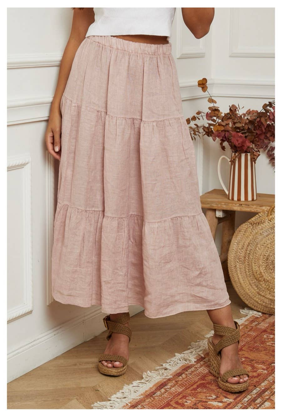 LÉA & LUC - Wholesale Skirt - Women's - 100% Linen Skirt REF. 834824