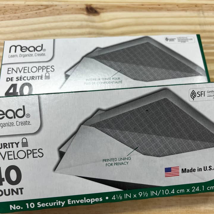 Mead 40ct White Security Envelopes No. 10 for wholesale by UP Boxed