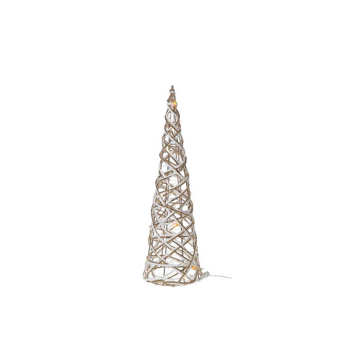 Árbol cónico LED de papel blanco y dorado, tamaño mediano, 23.62 pulgadas para venta al por mayor de IH Casa Decor