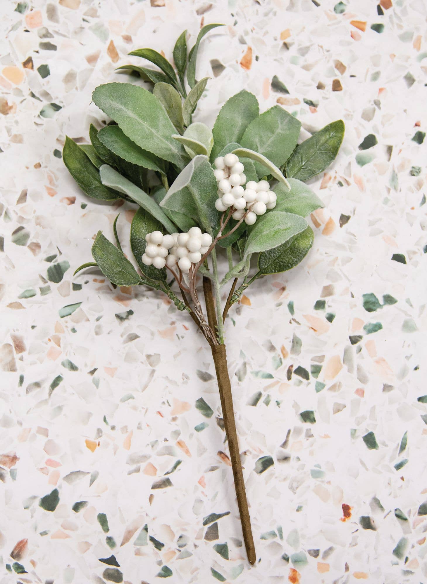 Saybrook Lane - Wholesale Artificial Flowers - Frosty Gathered Greens & Berries Pick, 14"1