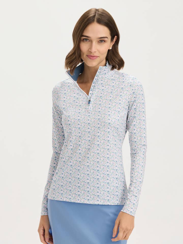 Mini Floral Print Quarter Zip for wholesale by RNWK