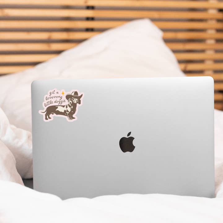 Yarnival - Wholesale Sticker - Git a Long Little Doggie Sticker - cowboy, dachshund, west1