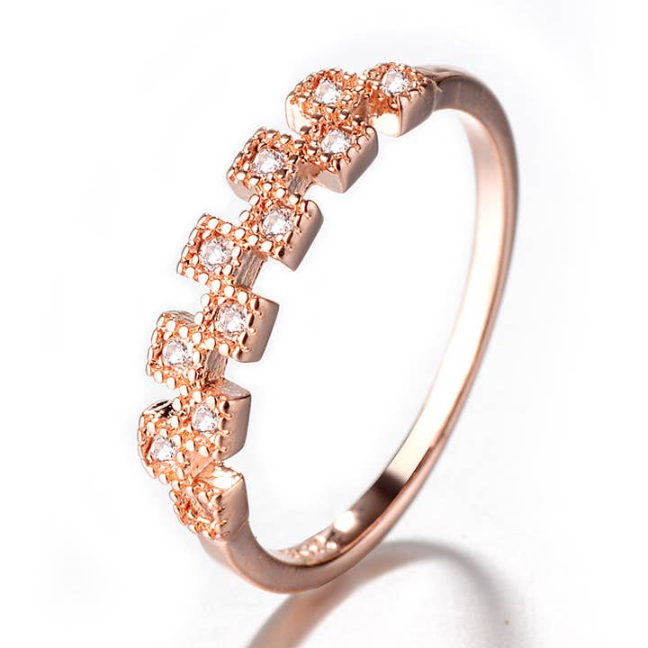 18K Gold Plated Vintage Ring with crystals for wholesale by Amy and Annette