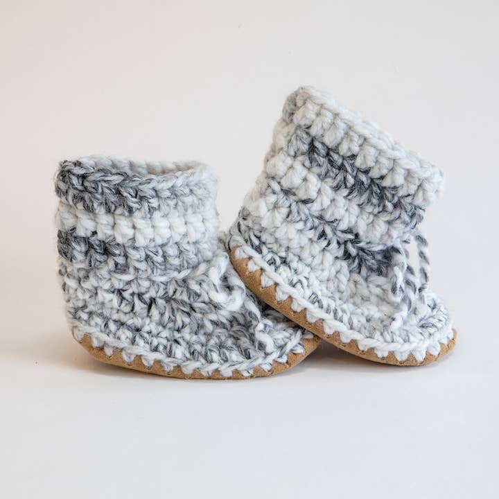 Marble -handmade soft sole slip-on stay-on wool booties for wholesale by Huddy Buddies