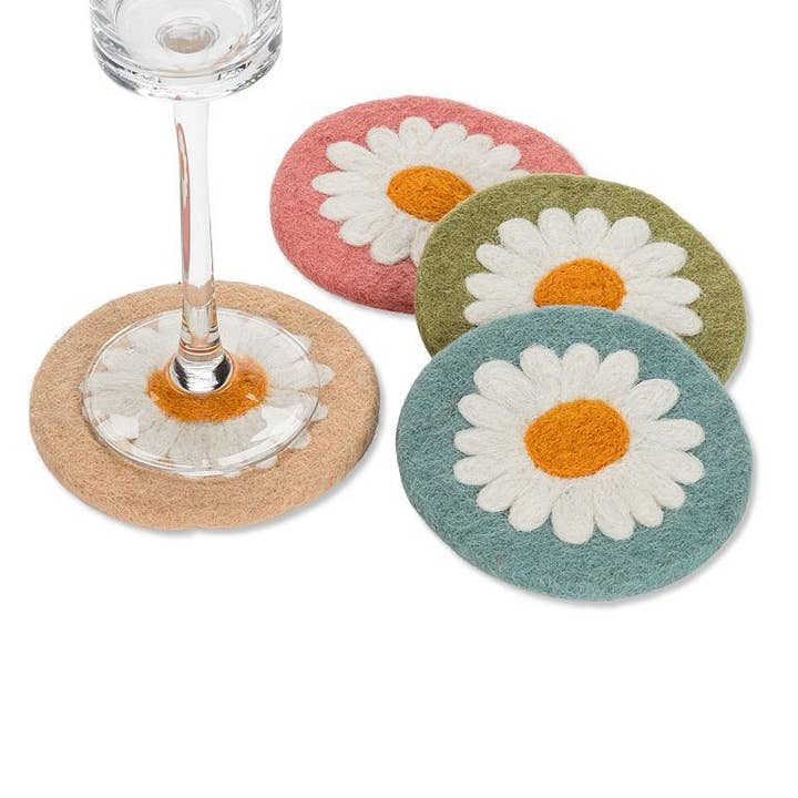 Abbott - Wholesale Coasters - Set of 4 Daisy Coasters-4"D