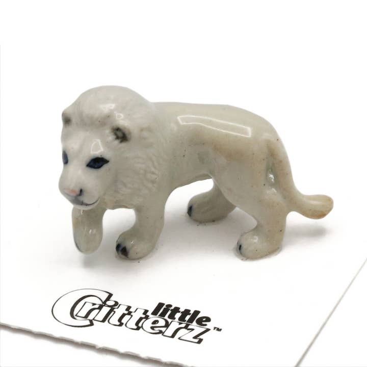 Miniatura de Porcelana de León Blanco de Timbavati para venta al por mayor de Little Critterz