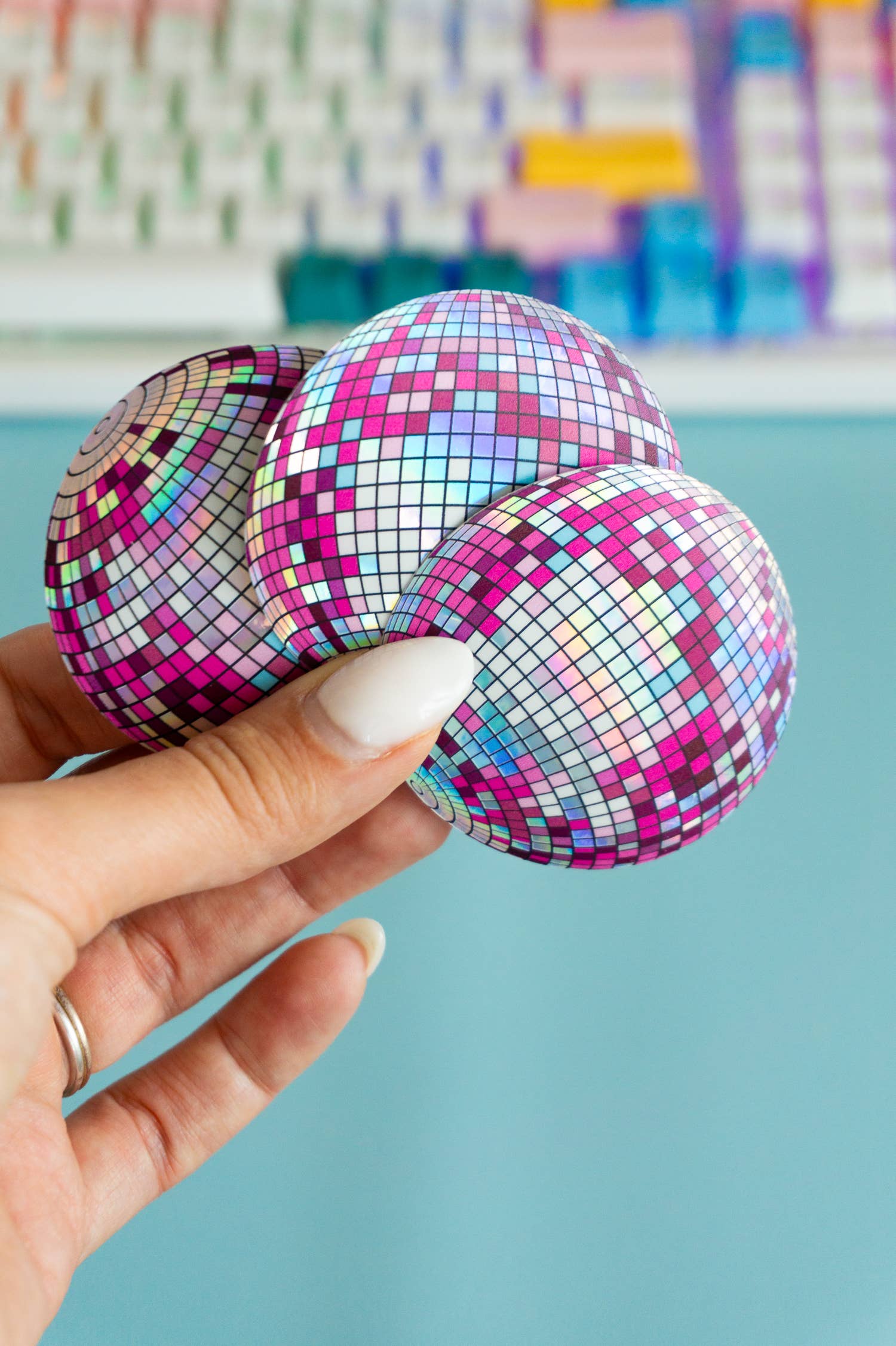 Creative Goodie - Wholesale Sticker - Pink Holographic Disco Ball Sticker1