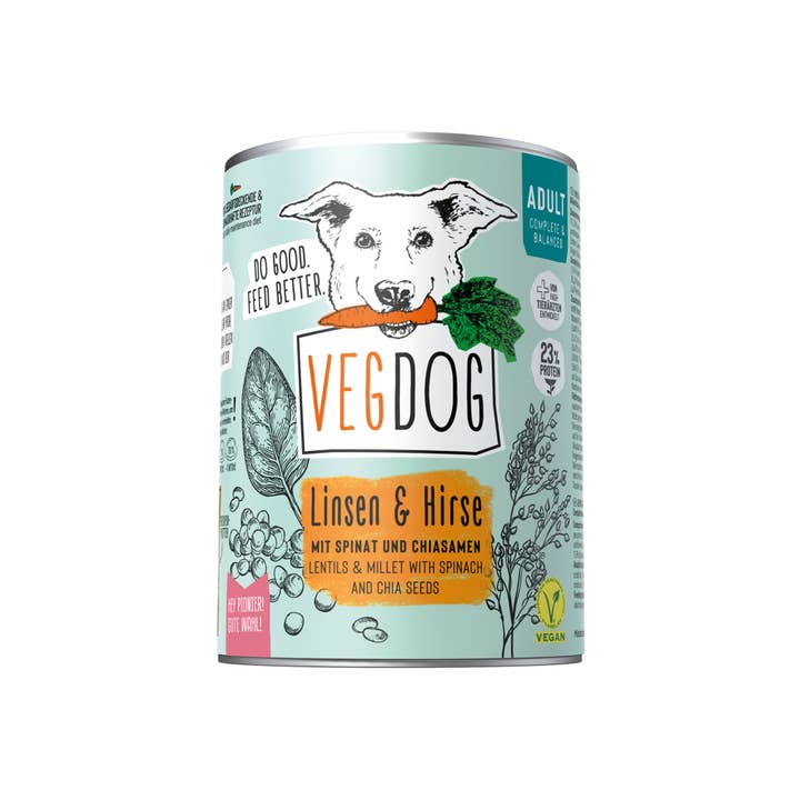 VEGDOG - Vente Nourriture – chien - Lentilles et millet pour adultes