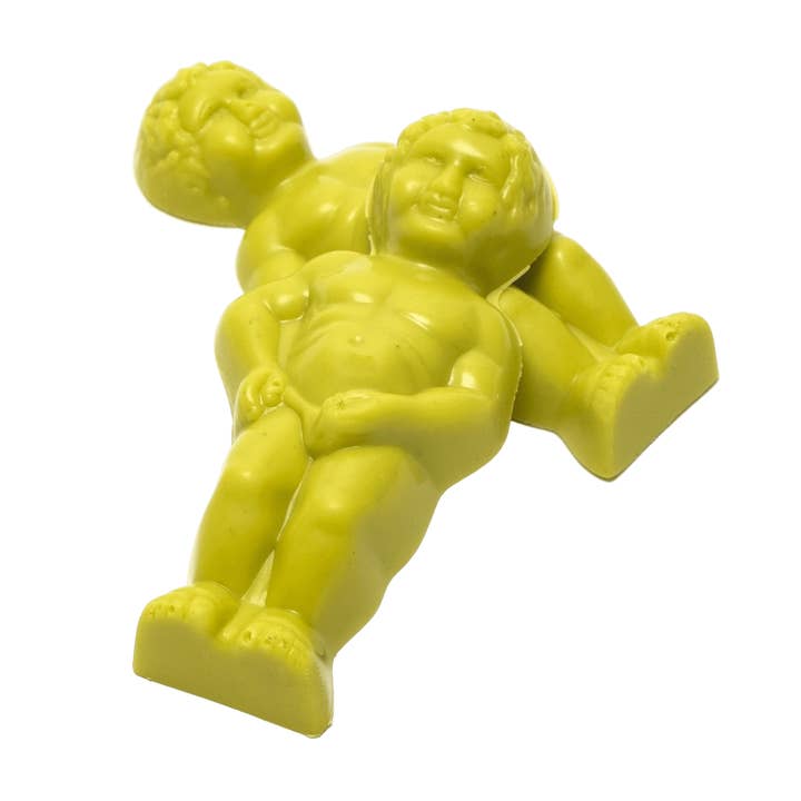 Vit choklad Manneken Pis (grön) 2x20g för wholesale av The Belgian Chocolate Makers