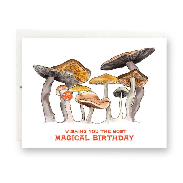 Mushroom Birthday Greeting Card for wholesale by Antiquaria
