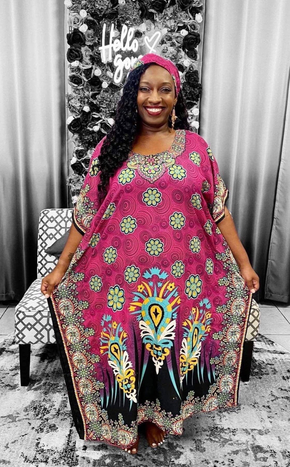 India Batik - Wholesale Kaftan - Women's - Women Floral / Sequin Embellished Kaftan Dress13