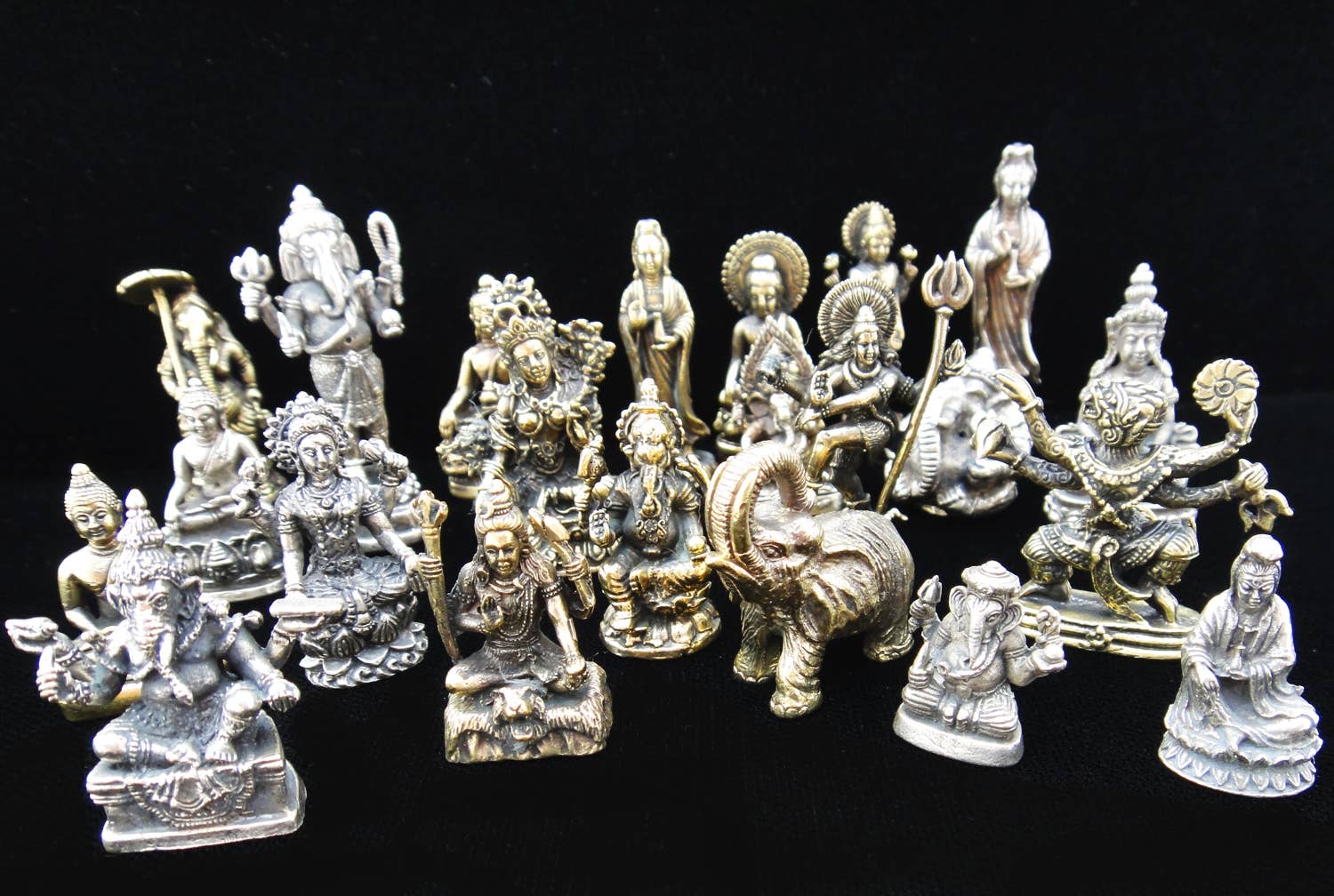Tika - Wholesale Decorative Figurine - Brass Deity Small Statuette - 10 pc Assortment1