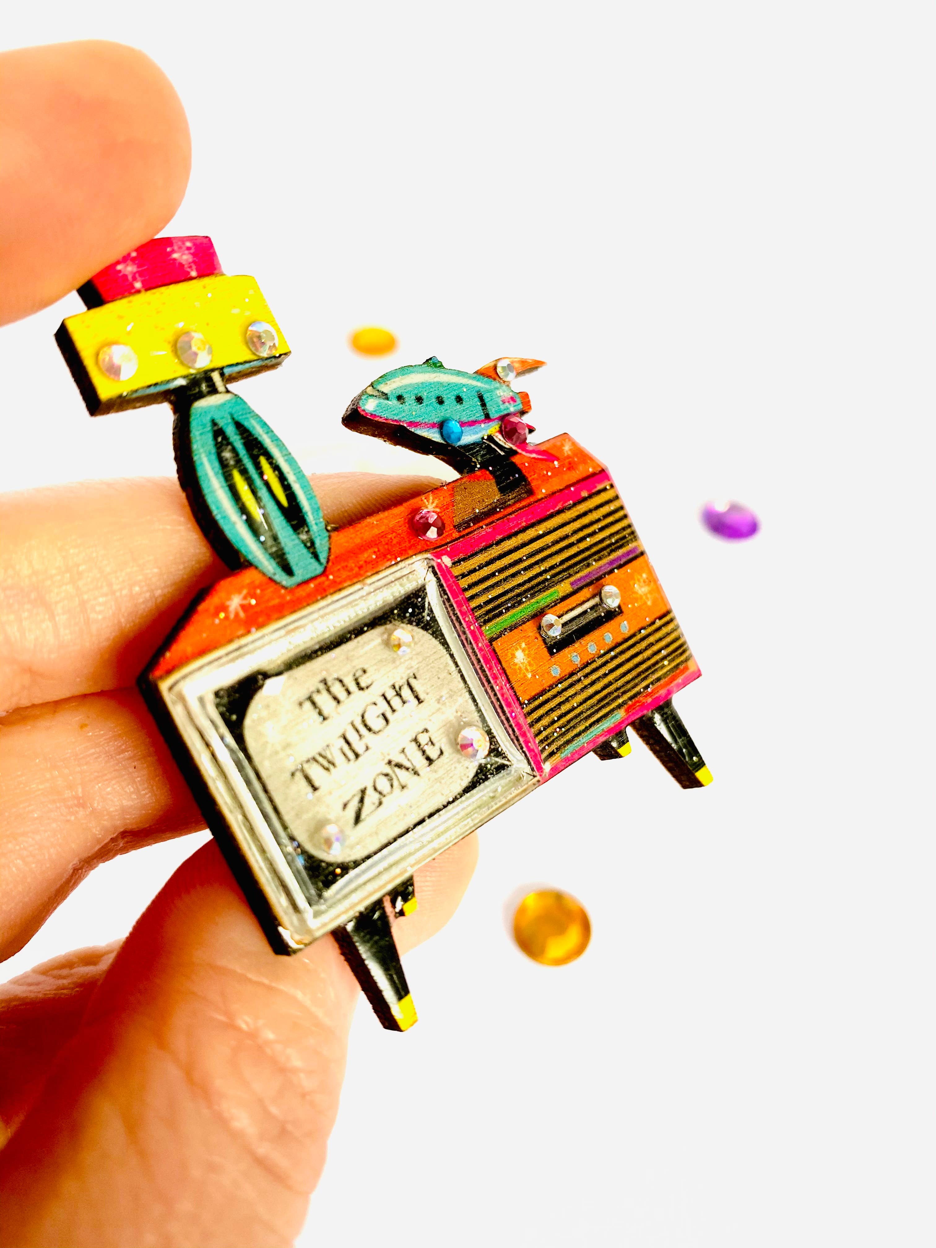 Rosie Rose Parker - Wholesale Brooch - Retro tv brooch colourful summer brooch statement unusual15
