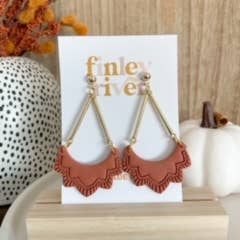 Finley River | Trendy Polymer Clay Earrings | Hypoallergenic - Wholesale Dangle Earrings - Venus | Rust | Clay Earrings