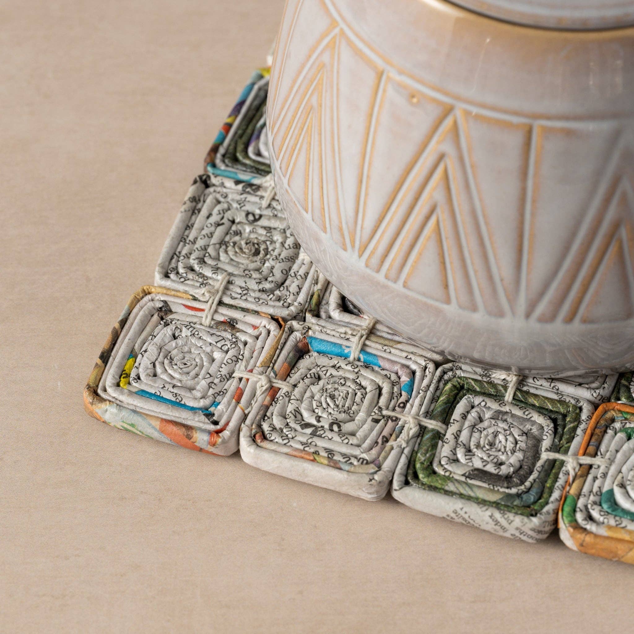 Ten Thousand Villages - Wholesale Trivet - Read All About It Recycled Newspaper Trivet2