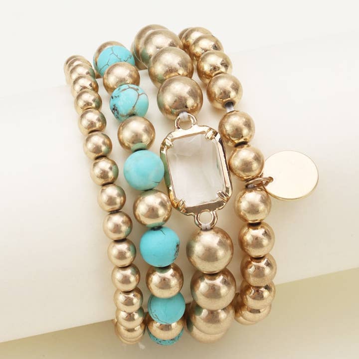MiMi Wholesale - Wholesale Jewelry Set - CB2172 4 Piece CCB Semi Precious Bracelet Set5