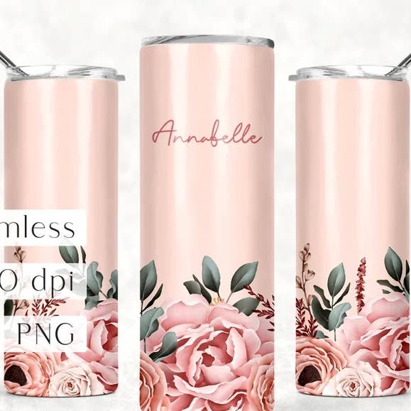 Personalized Flower Tumbler, Mothers day gift, Pink Roses for wholesale by Dm Crafting