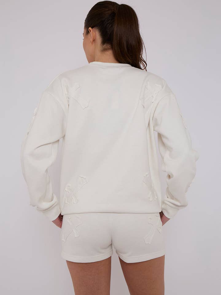 AX Labels - Wholesale Lounge Set - Women's - Crucifix Embroidered Sweatshirt & Shorts Fleece Co-ord35