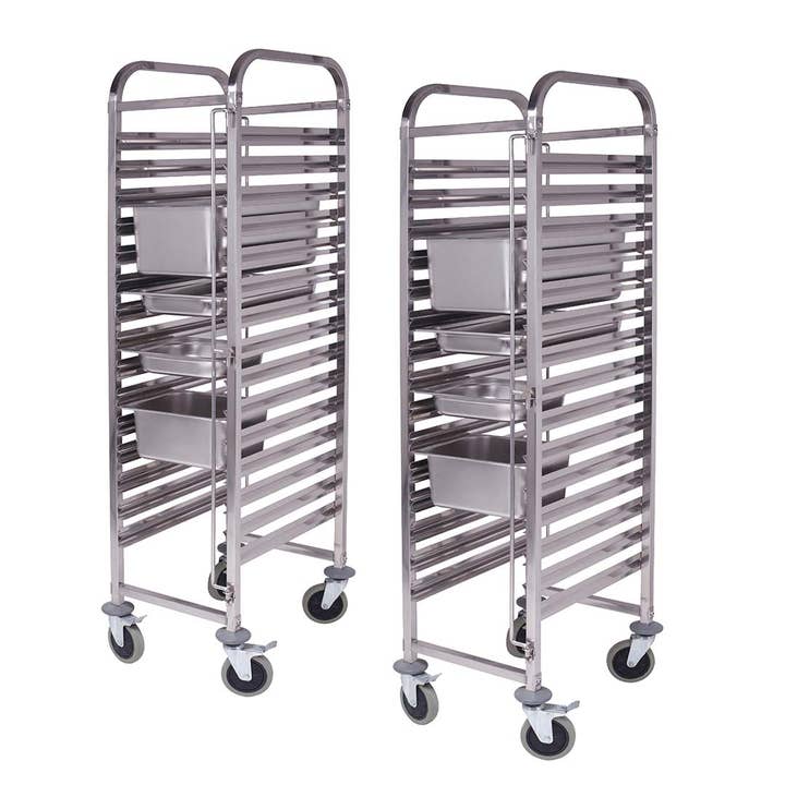 SOGA 2x Gastronorm Trolley 15 Tier Stainless Steel Bakery Trolley Suits GN 1/1 Pans for wholesale by SOGA International Pty Ltd