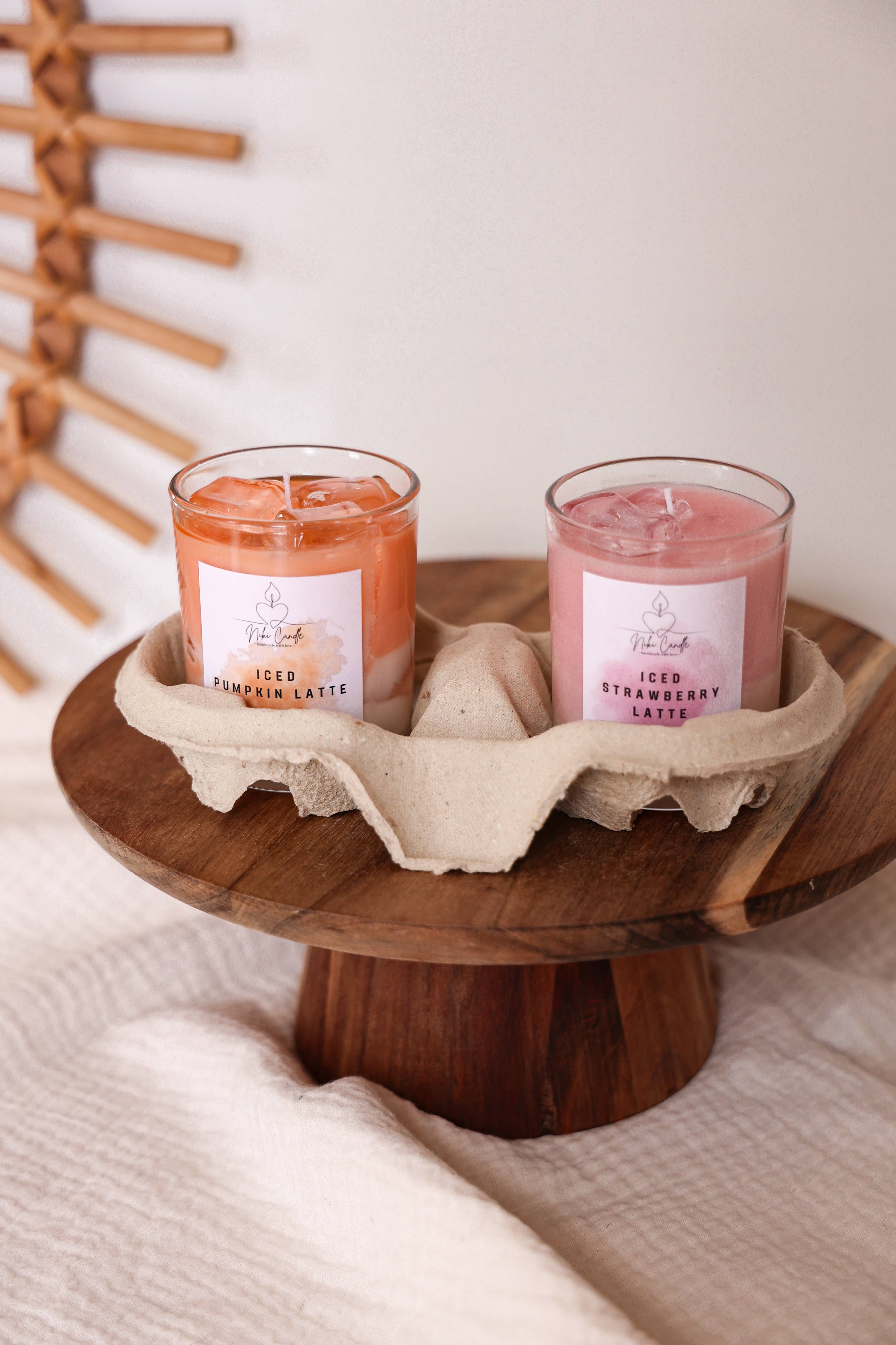 Niki Candle - Vente Bougie en bocal - Latte glacé à la fraise6