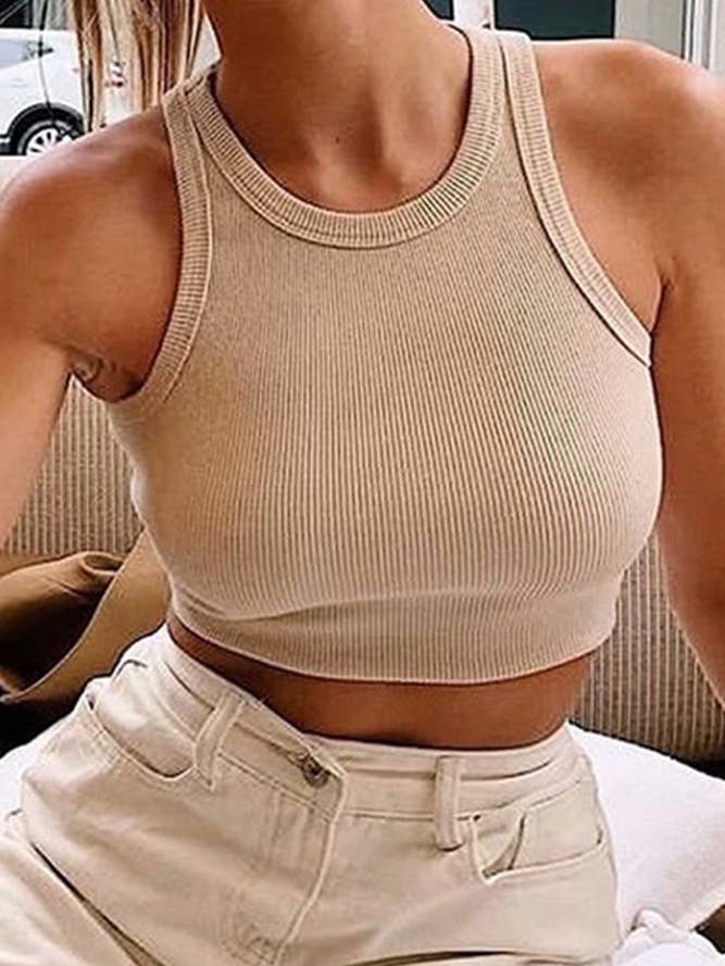 UNISHE - Wholesale Tank Top - Women's - Plain Sleeveless Crop Tank Top ZZKF867