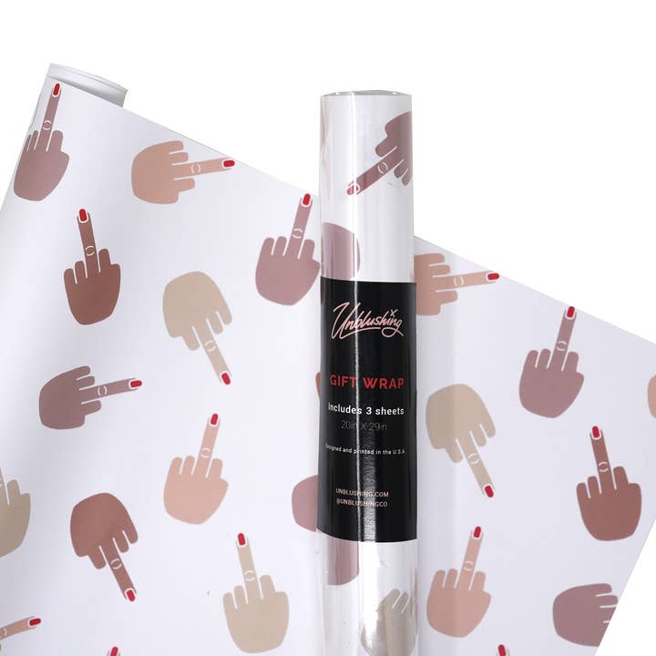 Unblushing - Wholesale Wrapping Paper Roll - Middle Finger Snarky Skin Tone Gift Wrap (Roll)