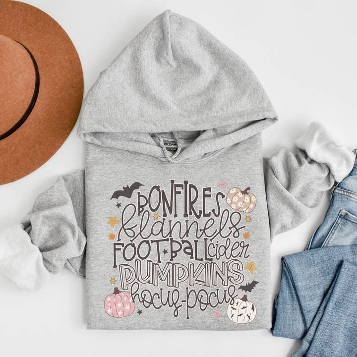 Bonfires Flannels & Football Hoodie for wholesale by MidWest Tees