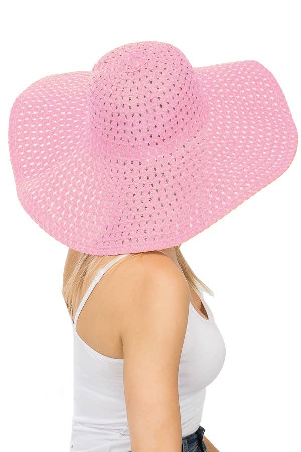 Cap Zone - Wholesale Straw Hat - Women's - Petite Open Weave Light-Weight  Floppy Brim Sun Hat13