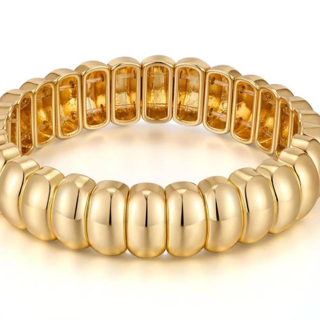 Madame ribbad stretcharmband 14K guld och silver för wholesale av HoopLa